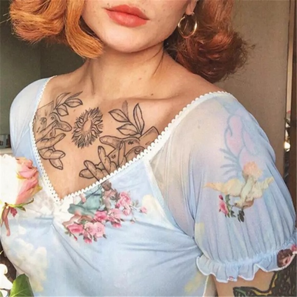 LAST ONE! rare cropped baby blue angel tee👼🏻 - Picture 2 of 3